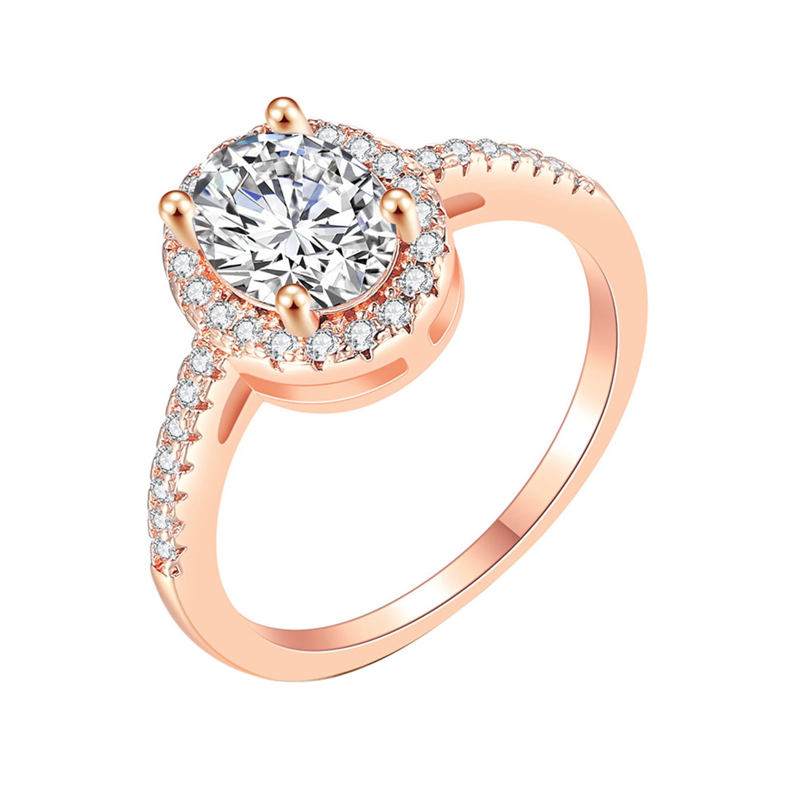 Clearance! Wiradney Ring Rhodium Plated Heart Shaped Engagement Bridal