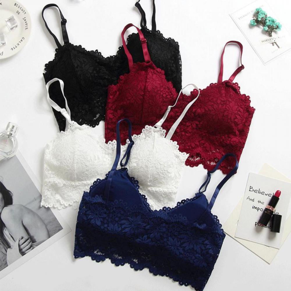 Clearance!Wireless Bras Top Solid Lace Embroidery Bras Women