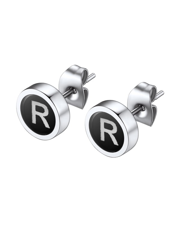 Clearance Women Initial Stud Earrings Stainless Steel Letter R Earrings Birthday Valentines Day Jewelry Gifts Girlfriend Wife Her Age Ideas
