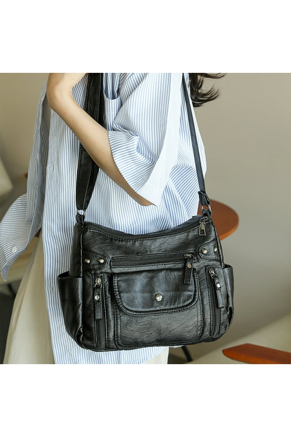 Clearance! Women Crossbody Handbags Waterproof Shoulder Bag Ladies Soft Leather Purse Satchel Multi Pocket Messenger Bag on Clearance A