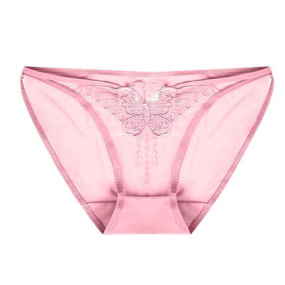 Women Cutut Lace Underwear Briefs Panties Floral Hollow Out Lingerie Underpants Pink 10(XL)