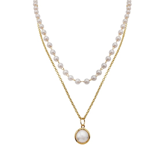 Clearance Women Double Pearl Choker Clavicle Chain Necklace Pendant Charm Jewelry Gifts, best friend gifts for women, valentine's gift for her