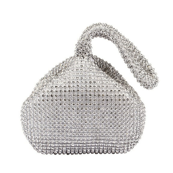 Women Evening Purses Wedding Glitter Rhinestone Wristlet Clutches (Ladies Portable Casual Bag)