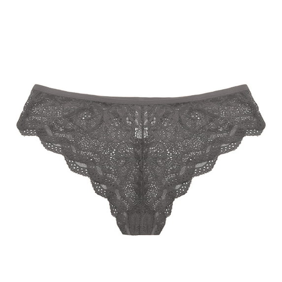 Women Lace Underwear Lingerie Thongs Panties Ladies Hollow Out Underwear Gray M(M)