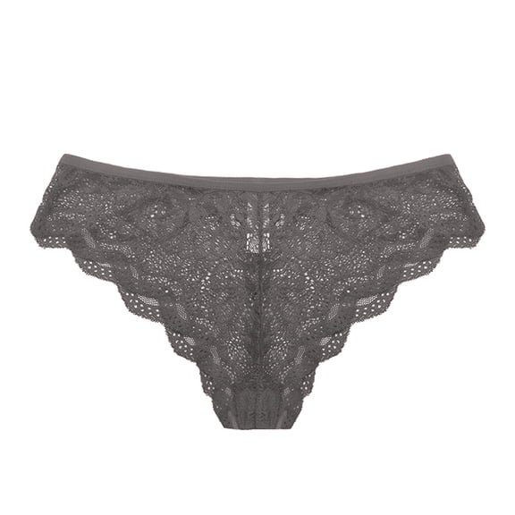 Women Lace Underwear Lingerie Thongs Panties Ladies Hollow Out Underwear Gray M(M)