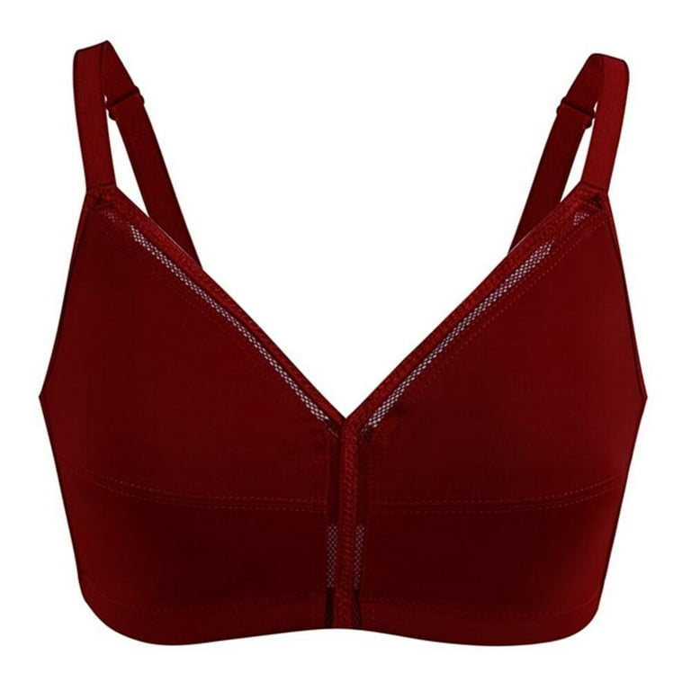 Clearance!Women Lingerie Bras Seamless Push Up Solid Color Bra Wire Free  Underwear Plus Size Wine Red 70F 