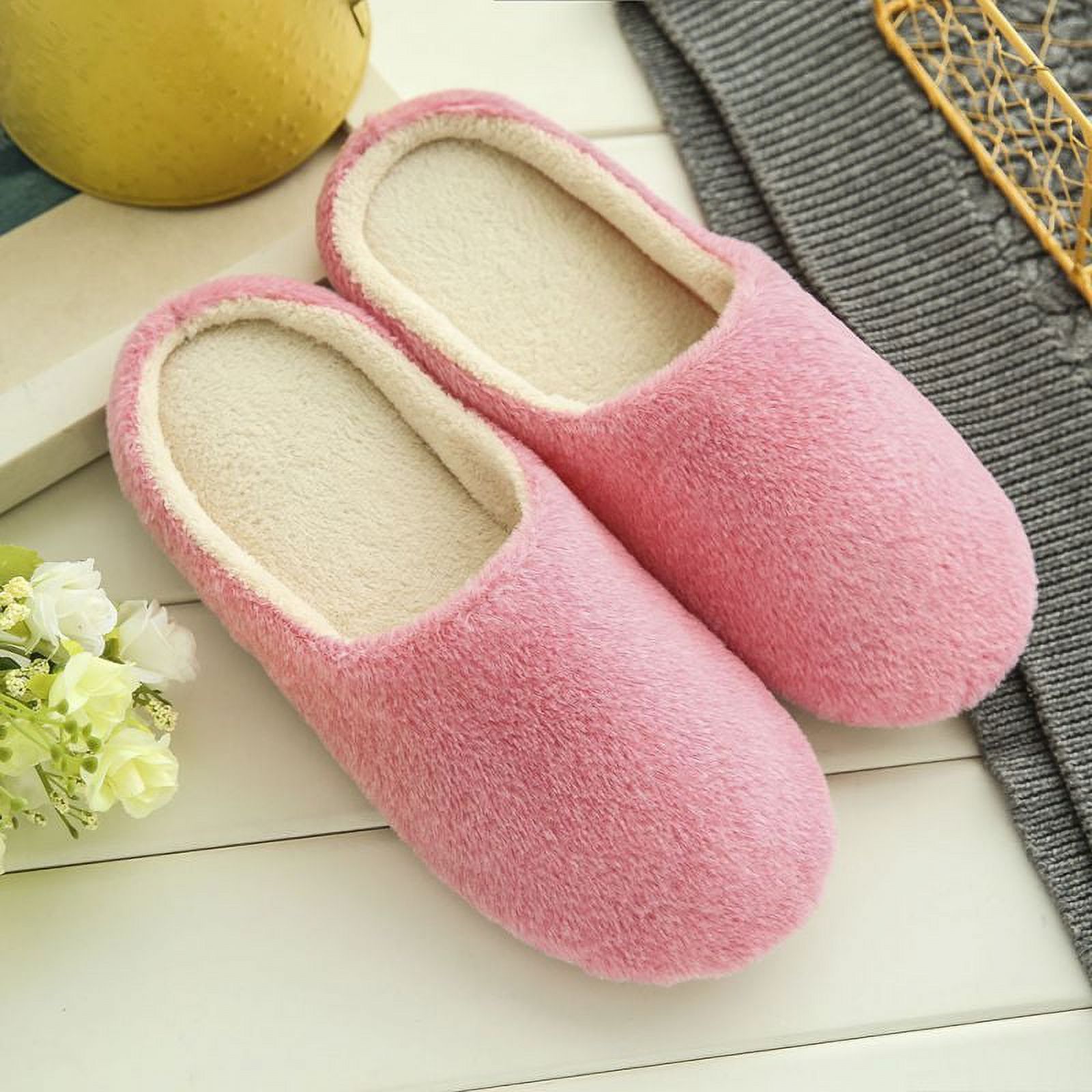 Clearance Women Men Winter Warm Fleece Anti-Slip Slippers Indoor House Shoes Lovers Home Floor Slippers Shoes - image 1 of 5