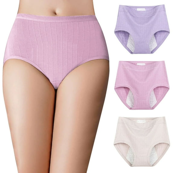 Women'S Panties Butt Lifting Panties High Waisted Large Size Pure Cotton and Hygroscopic Underwear High Waisted Menstrual Pants Underwear Anti Side Leakage Aunt Pants Period Panties