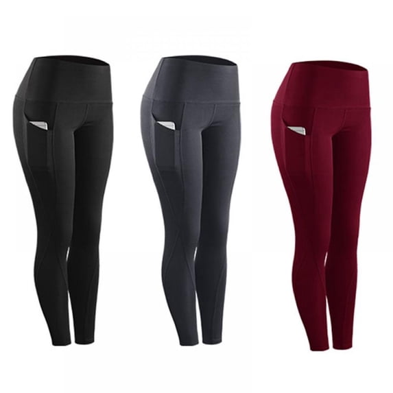 Clearance! Women Stretch Comprion Sportswear Casual Leggings Pants with Pocket Gray 2XL
