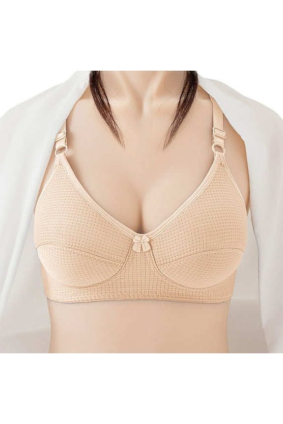 Women's Bras, Xunlbb Women's Sexy Comfortable Soft Solid Color Front Open Button Underwear Large Size Bra Secondary Breast(Beige,XXL)