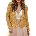 thumbnail image 1 of Women's Cardigan Jacket Lightweight Crew Neck Cardigan Women Sequins Cardigan Casual Long Sleeve Glitter Party Shiny Lapel Rave Outerwear Fashion Sweater Jackets, 1 of 8