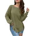 thumbnail image 1 of Women's Casual Loose Crochet Sweaters Round Neck Long Sleeve Solid Color Knit Tops Drop Shoulder Pullover Jumper Fall 2025, 1 of 3