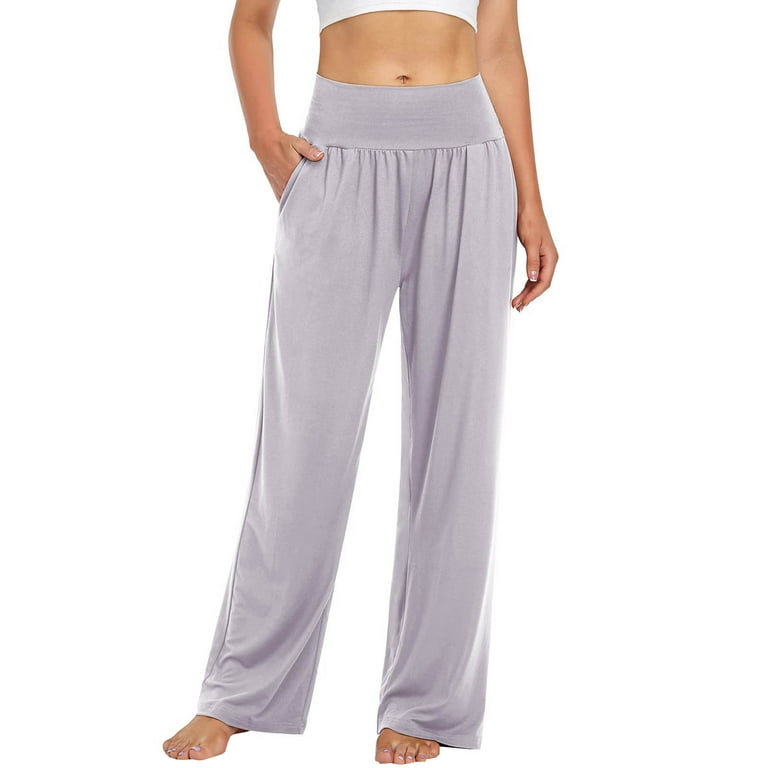 Clearance Women's Casual Loose Wide Leg Cozy Pants Yoga Sweatpants Comfy  High Waisted Sports Athletic Lounge Pants With Pockets Gray XL 