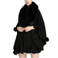 thumbnail image 1 of Clearance Women's Color Block Shawl Wrap Plus Size Cardigan Poncho Cape Open Front Long Winter Sweater Coat Wool Wedding Dress Party Coat for Winter, 1 of 6