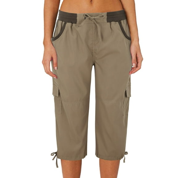Clearance! Women's Cotton Linen Cargo Capri Pants Summer Loose Fit Cropped Casual Multi Pocket Outdoor Sports Comfortable Lightweight Trousers L Size Grey