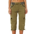thumbnail image 1 of Clearance! Women's Cotton Linen Cargo Capri Pants Summer Loose Fit Cropped Casual Multi Pocket Outdoor Sports Comfortable Lightweight Trousers L Size Yellow, 1 of 6