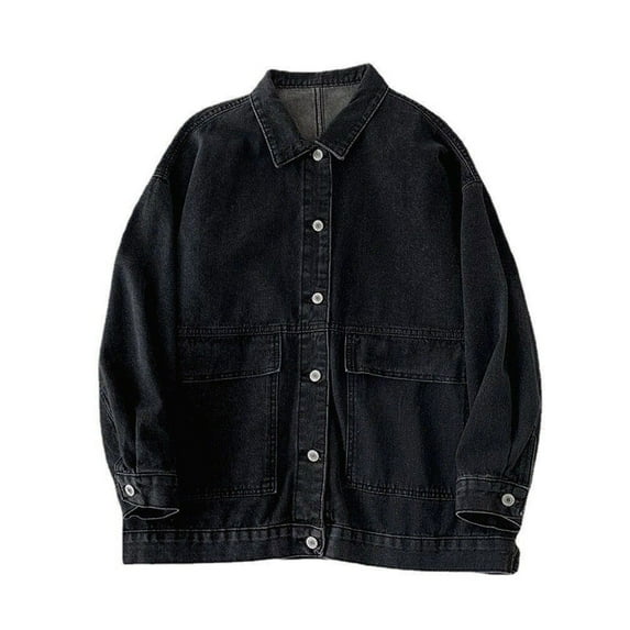 Clearance Women's Denim Jackets Women's Workwear Denim Jacket Women's Long Sleeve Retro Coat Loose Jacket