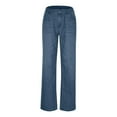 thumbnail image 1 of Clearance! Women's Flare Jeans Low Waisted Straight Leg Ripped Denim Pants Blue L Size, 1 of 7