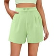 thumbnail image 1 of Women's High Waist Wide Leg Shorts Dressy Casual With Side Pockets Comfortable Summer Fashion Stretchy Trendy Lounge Outfits Green L Size, 1 of 6