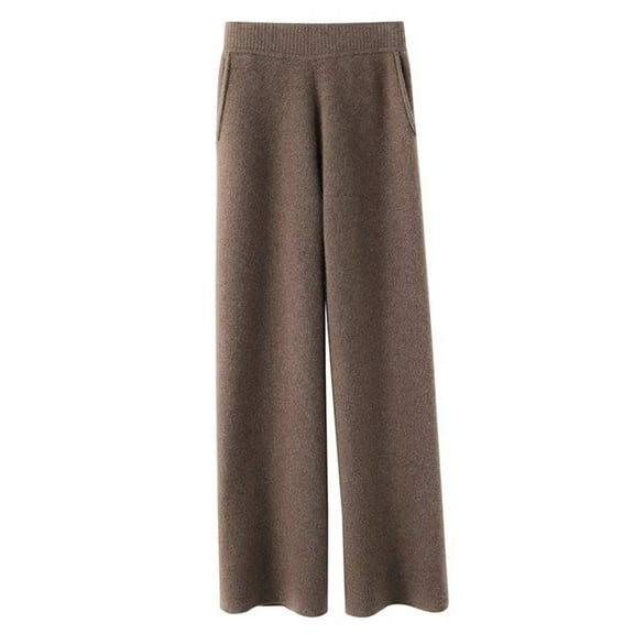 Clearance! Women's High Waist Wool Sweatpants Winter Fashion Wide Leg Pants Casual Straight Loose Trousers Brown L Size