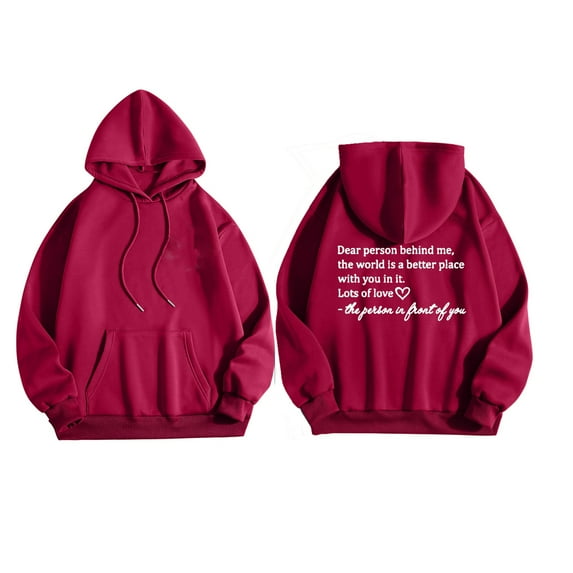 Women's Hoodie Heart Letter Print Pullover Sweatshirt Long Sleeve Sweatshirts Tops with Kangaroo Pocket Drawstring Hoody Hooded Sweater Hoodies Fall Jacket
