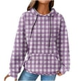 thumbnail image 1 of Women's Hoodie Front Pocket Pullover Sweatshirt Printing Long Sleeve Sweatshirts Tops with Kangaroo Pocket Waffle Drawstring Hoody Hooded Sweater Jacket, 1 of 6