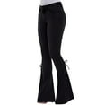 thumbnail image 1 of 2025 Women's Jeans Women Summer Elastic Plus Loose Denim Bow Casual Boot Cut Pant Jeans Women's Polyester Casual Pants, 1 of 4