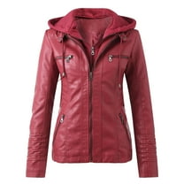 Clearance Women's Outerwear Vests,Women's Slim Leather Stand Collar Zip Motorcycle Suit Belt Coat Jacket Tops