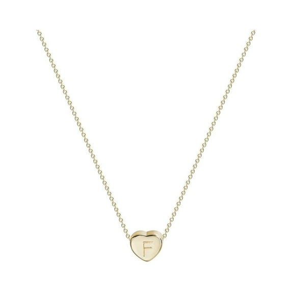Clearance! Women's Silver Initial Necklace Stainless Steel Love Heart Tiny Letter Necklace Personalized Name Jewelry for Girlfriend Gift 26 Alphabet Letters (F)