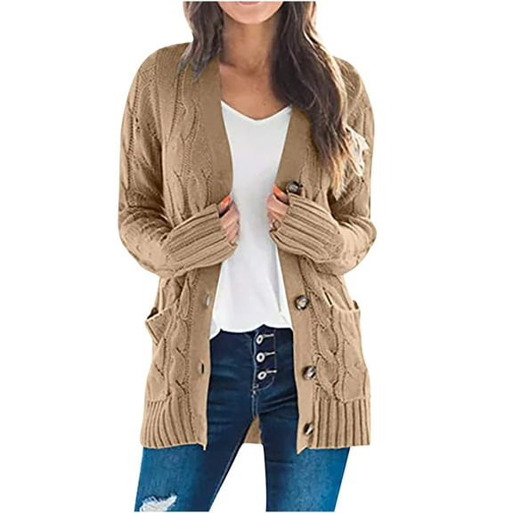 Clearance Women's Sweater Cardigan Long Sleeve Soft Chunky Knit Sweater Open Front Cardigans Outwear Coat