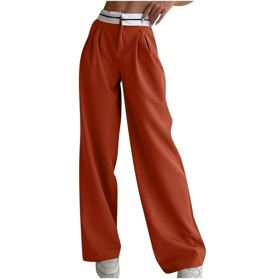 Women's Trendy Casual Pants Wide Leg High Waisted Solid Color Lightweight Long Pants Loungewear Trousers 2025 Sweatpants