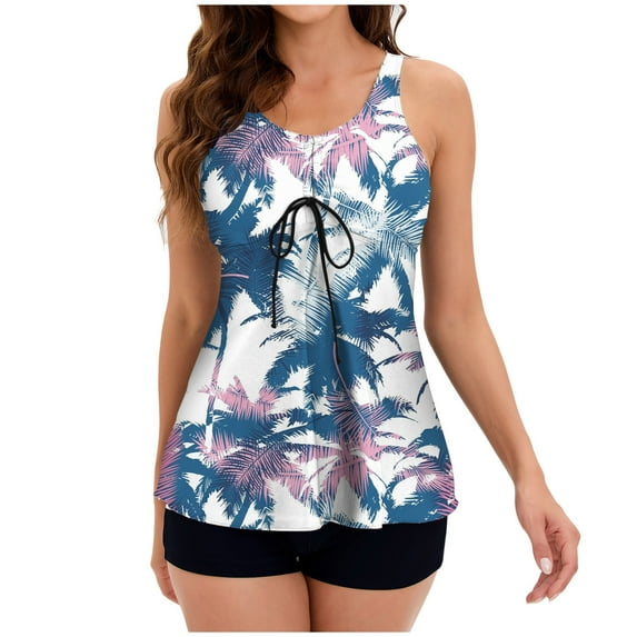 Women's Two Piece Swimsuits Split Swimsuits Plus Size Swimwear Tankini With Chest Pad, Bathing Suits Swim Dress Printing Casual Bikini Beachwear Swimdress For Women