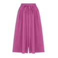 thumbnail image 1 of Women's Wide Leg Capri Pants Casual 3/4 Length Stretch Trousers Elastic Waist Comfy Summer Pants Hot Pink M Size, 1 of 7