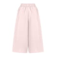 thumbnail image 1 of Women's Wide Leg Capri Pants Casual 3/4 Length Stretch Trousers Elastic Waist Comfy Summer Pants Pink L Size, 1 of 7