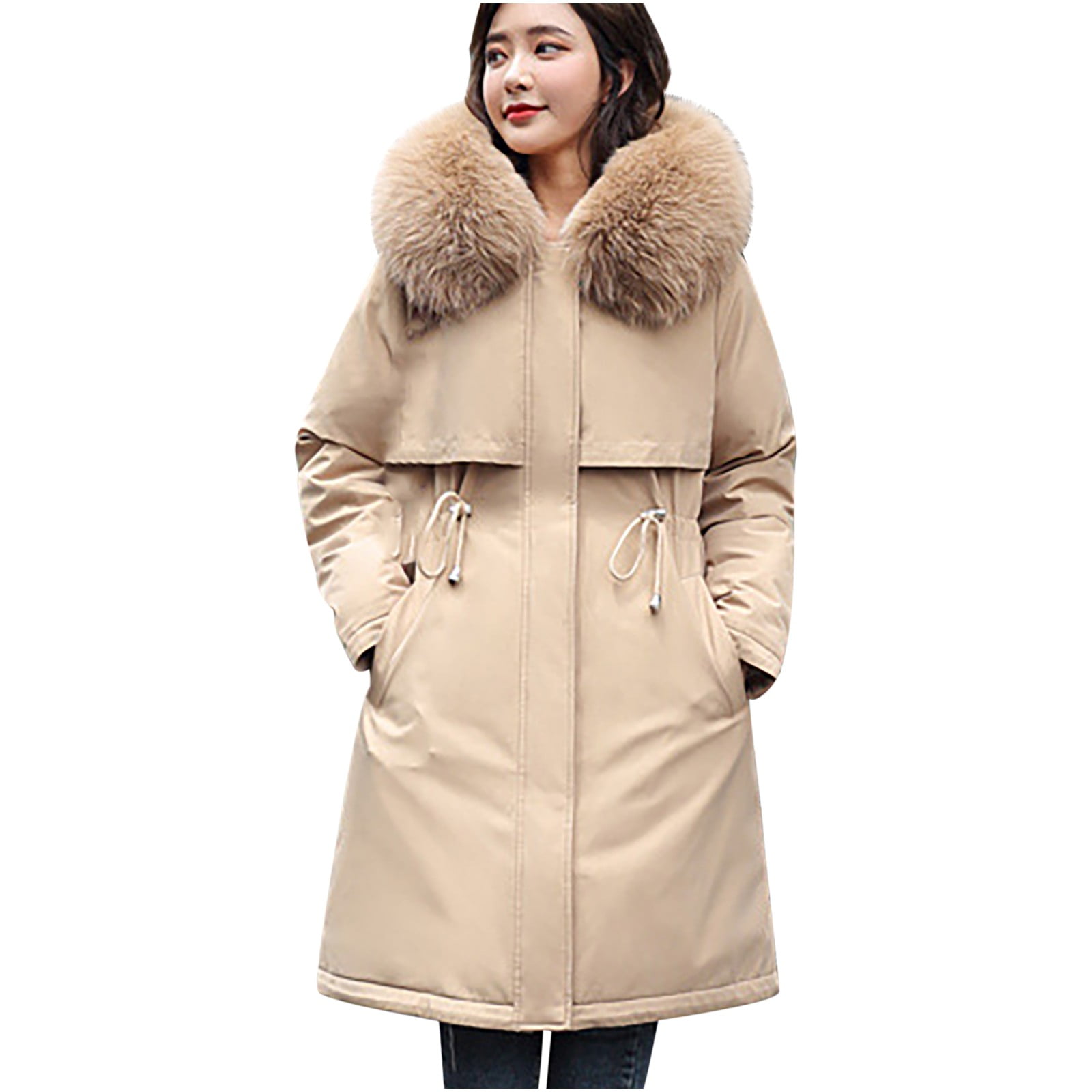 JIOEEH Lightweight Jacket Women,Womens Winter Coats Jacket Removable Hood  Warm Faux Lined Thicken Parka With Pockets jacket