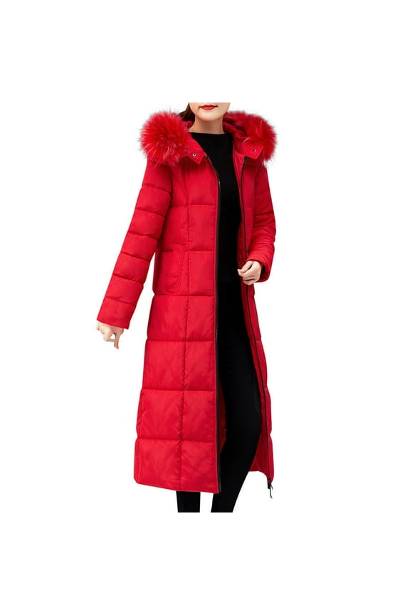 Women's Winter Puffer Coat Thicken Warm Quilted Hooded Down Jacket Slim Long Cotton-padded Parka Jackets Outerwear With Pockets