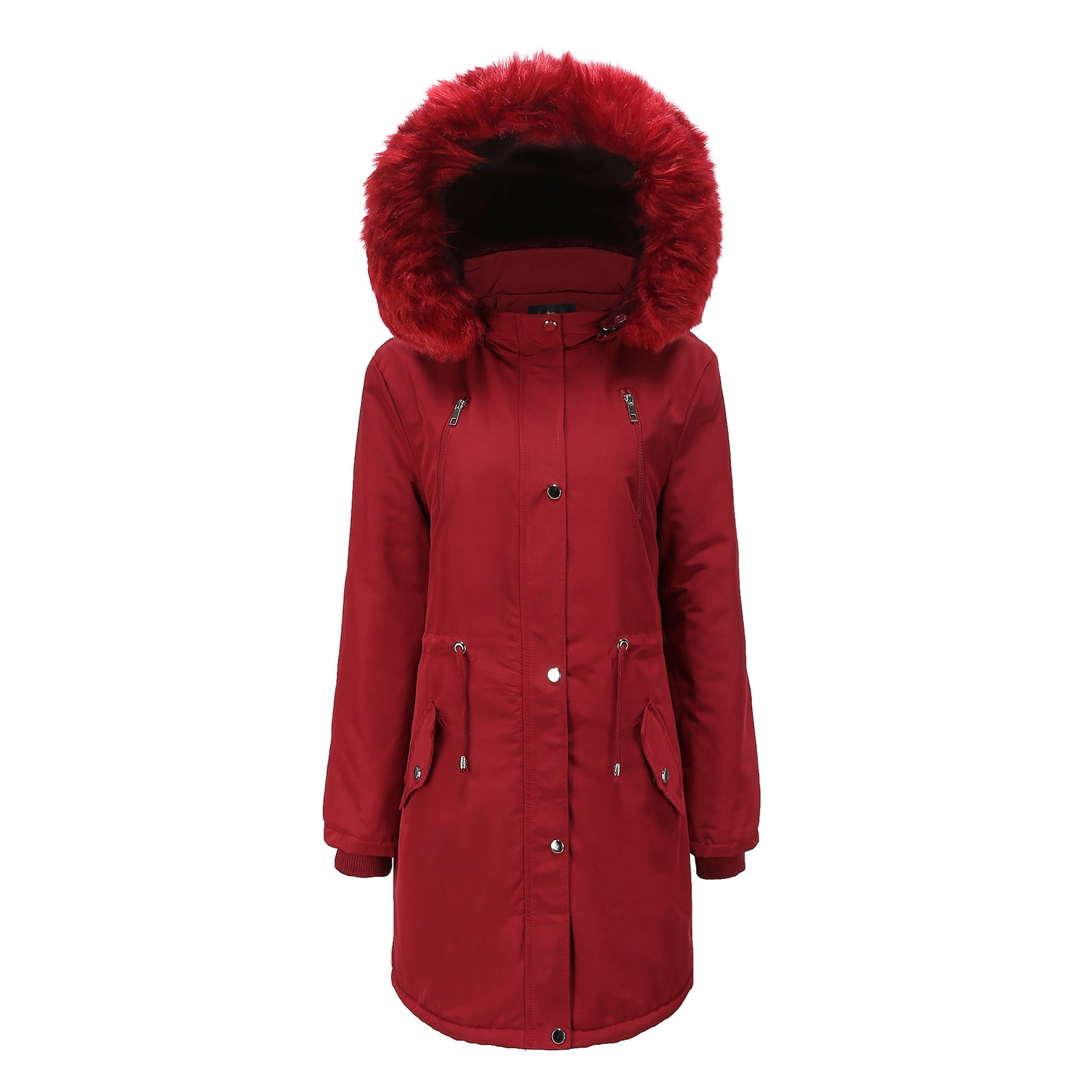 Clearance Women's Winter Zipper Coat Warm Puffer Thicken Hooded Fleece ...