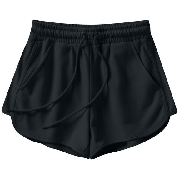 Clearance! Women's Workout Shorts Quick Dry Yoga Running Fitness Shorts Elastic Waist Lightweight Summer Sports Comfortable Casual Black L Size