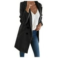 thumbnail image 1 of Clearance Womens Basic Essential Double Breasted Mid-Long Wool Blend Pea Coat Fall Winter Elegant Overcoat, 1 of 6