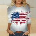 thumbnail image 1 of Clearance Womens Clothing 4Th of July Shirts for Women 3/4 Sleeve Plus Size Patriotic T Shirts Crew Neck Usa Shirt American Flag Tees Summer Fashion Going Out Tops Striped Stars Graphic Tshirt, 1 of 5