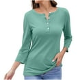 thumbnail image 1 of Erwazi Women's Long Sleeve T-Shirts Fall Henley Tops Pullover Casual Loose Fit V-Neck Tunics, 1 of 4