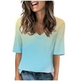 thumbnail image 1 of Womens Clothing Homenesgenics Woman Clothes under $5 2025 Women's Fashion Tees Casual V-Neck Loose Cute T Shirt 1/2 Sleeve Ladies Tops Blue M, 1 of 4