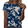 thumbnail image 1 of Womens Clothing Homenesgenics Woman Clothes under $5 Women Fashion Summer Sexy Printed Regular Women Short Sleeves Round Neck Blue S, 1 of 6