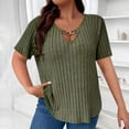 thumbnail image 1 of Womens Clothing Homenesgenics Womens Tops under $10 Fashion Women's Casual Plus Size Solid Short Sleeve V-Neck Blouse Tops Green XXL, 1 of 6