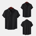 thumbnail image 1 of Womens Clothing Homenesgenics Womens Tops under $10 Unisex Color Button Shirts Neck Loose Blouse Short Sleeve Casual Work Tunic with Pocket Black M, 1 of 9