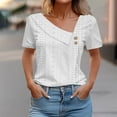 thumbnail image 1 of Womens Clothing Homenesgenics Womens Tops under $10 Women's Loose Summer Casual Solid Color V-Neck Short Sleeved T-Shirt Tops White XXL, 1 of 5