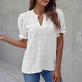 thumbnail image 1 of Womens Clothing Homenesgenics Womens Tops under $5 Women chiffon blouse v-Neck big ball of wool shirt with puffed sleeves White XL, 1 of 7