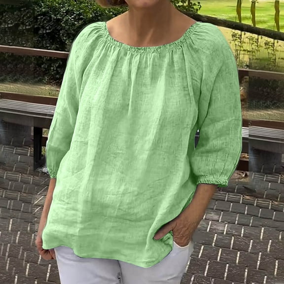 Womens Clothing Homenesgenics Womens Tops under $5 Women's Casual Loose Solid Color Pullover Short Sleeved Round Neck Tops/shirt Green XXXXL