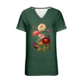 thumbnail image 1 of Womens Clothing Homenesgenics Womens Tops under $5 Women's Floral Print Small-Neck Short Sleeved T-Shirt Loose Tops Green L, 1 of 4