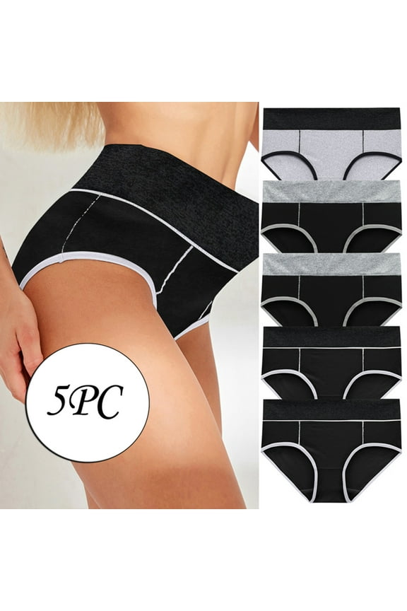 ,Womens Cotton Underwear High Waist Full Coverage Briefs Soft Breathable Postpartum Panties Stretch Underpants 5 Pack